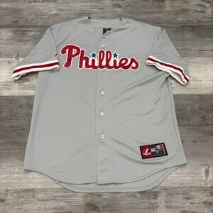 Majestic Philadelphia Phillies Grey Baseball Jersey #33 Cliff Lee Size L